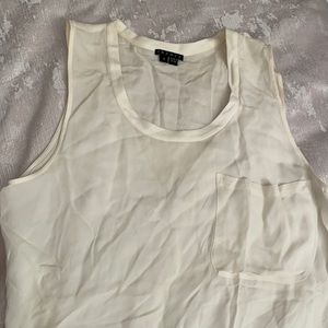 Theory silk sleeveless cream top